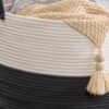 Cotton Round Laundry And Storage Basket With Sturdy Handles - Gray / White - Image 8