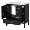 30" Bathroom Vanity Set With Soft Close Doors And Handles - Black - Image 8