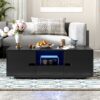Modern High Glossy Rectangle Coffee Table, Accent Furniture With 16 Color LED Lights For Living Room - Black - Image 4