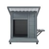 Modern Design Outdoor Dog House With Food Bowl And Wheels Pine - Gray / White - Image 8