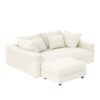 Plush Corduroy 4 Seat Sofa, Modern Comfy Upholstered Sofa Cloud Couch, Deep Seat Couches With Soft Pillows And Movable Ottoman, Convertible Sofa Lounge Chair, For Living Room, Apartment, Office - Beige - Image 15