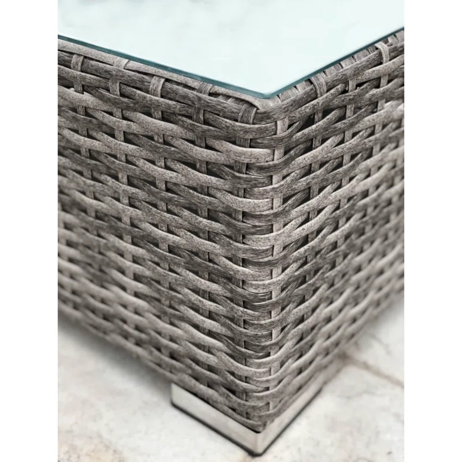 6 Person Outdoor Sofa Set With Premium Cushions, All Weather Wicker - Dark Blue / Gray Mix - Image 9