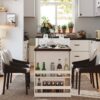 Extendable Kitchen Island With Slide Out Table And Storage Racks For 2 - 6 Person, Power Outlet, Bar, Prep Station - Creamy White / Walnut - Image 23