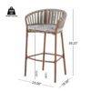 Lodi - Outdoor Matal Rope Barstool, Teak / Beige (Set of 2) - Teak / Beige - Image 9