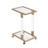 Side Table, Acrylic Sofa Table, Glass Top C Shape Square Table With Metal Base For Living Room, Bedroom, Balcony Home And Office - Image 6