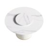 Modern Artificial Stone Round Plywood Base Dining Table, Can Accommodate 6 People, Artificial Stone Turntable (Not Including Chairs) - White / Beige - Image 5