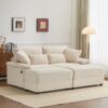 Double Chaise Lounge Set With Reversible Ottoman Soft Corduroy Fabric, Storage Ottomans, USB Port - Beige - Image 7
