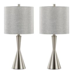 Gemma - Contemporary Table Lamp (Set of 2) - Brushed Nickel / Light Gray