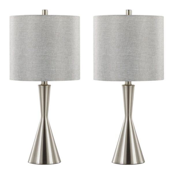 Gemma - Contemporary Table Lamp (Set of 2) - Brushed Nickel / Light Gray