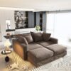4 Seat Sofa, Deep Seat Couches With Soft Pillows And 2 Ottomans, Convertible Sofa Lounge Chair, For Living Room - Camel - Image 11