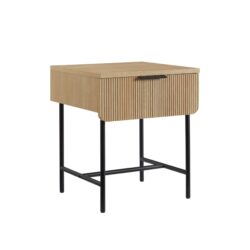 Modern Fluted Door Minimalist Side Table - Coastal Oak