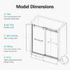 Frameless Double Sliding Soft-Close Shower Door, 3 / 8" (10Mm) Thick SGCC Tempered Glass Door, Matte - Black - Image 3