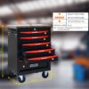 6 Drawer Multifunctional Tool Cart With Wheels, Metal Rolling Tool Cart Storage For Garage Workshop Warehouse Repair Shop With Stainless Steel Roof - Black / Red - Image 8