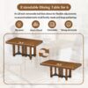 Topmax - 7 Piece Rustic Extendable Dining Table Set With Removable Leaf, 2 Arm Chairs And 4 Armless Chairs - Brown - Image 4