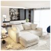 Plush Corduroy 4 Seat Sofa, Modern Comfy Upholstered Sofa Cloud Couch, Deep Seat Couches With Soft Pillows And 3 Ottomans, Convertible Sofa Lounge Chair, For Living Room, Apartment, Office - Beige - Image 6