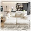 Plush Corduroy 4 Seat Sofa, Modern Comfy Upholstered Sofa Cloud Couch, Deep Seat Couches With Soft Pillows And 3 Ottomans, Convertible Sofa Lounge Chair, For Living Room, Apartment, Office - Beige - Image 13