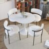 Mid Century Modern White Dining Chair (Set of 2) With Curved Backrest And Metal Legs - White / Black - Image 5