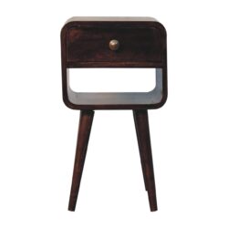 Mini Curved Nightstand With Lower Slot - Walnut