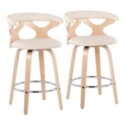 Gardenia - Mid-Century Modern Counter Stool (Set of 2) - Natural / Cream