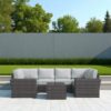 4 Person Outdoor Wicker Sofa Set With Cushions Versatile Seating - Brown - Image 2