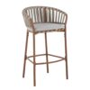 Lodi - Outdoor Matal Rope Barstool, Teak / Beige (Set of 2) - Teak / Beige - Image 5