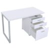 Reversible 3 Drawer Office Computer Desk With Metal Frame - White - Image 6