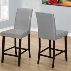 Dining Chair, Counter Height, Upholstered, Transitional (Set of 2) - Gray