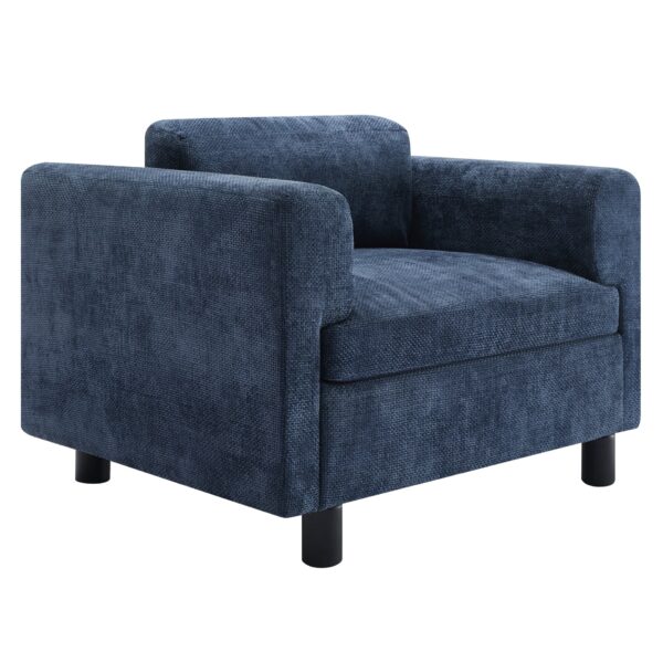 Modern Oversized Armchair Comfy Accent Chair Single Sofa For Living Room Bedroom Office Apartment, Woven Velvet Fabric - Blue
