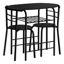 3 Pieces Dining Table Set, Small, Contemporary & Modern - Black