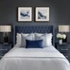 Upholstery Headboard Queen With Tufted Buttons And Nailhead Trim - Navy - Image 7