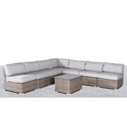 Patio Seating Group With Cushions, All Weather 6 Person - Gray Mix