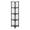 Bookshelf, Bookcase, Etagere, Corner, 4 Tier, Office, Contemporary & Modern - Brown - Image 3