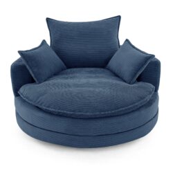 Modern 360° Swivel Sofa Chair With Dual Layer Cushion And Removable Pillows - Blue