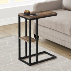 Accent Table, C - Shaped, Contemporary And Modern - Brown