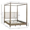 Queen Canopy Bed Frame With Upholstered Headboard - Brown - Image 3