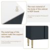 Modern Sideboard Buffet Cabinet Marble Sticker Tabletop And Amber-Yellow Tempered Glass Doors With Gold Metal Legs & Handles - Navy Blue - Image 7