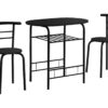 3 Pieces Dining Table Set, Small, Contemporary & Modern - Black - Image 9