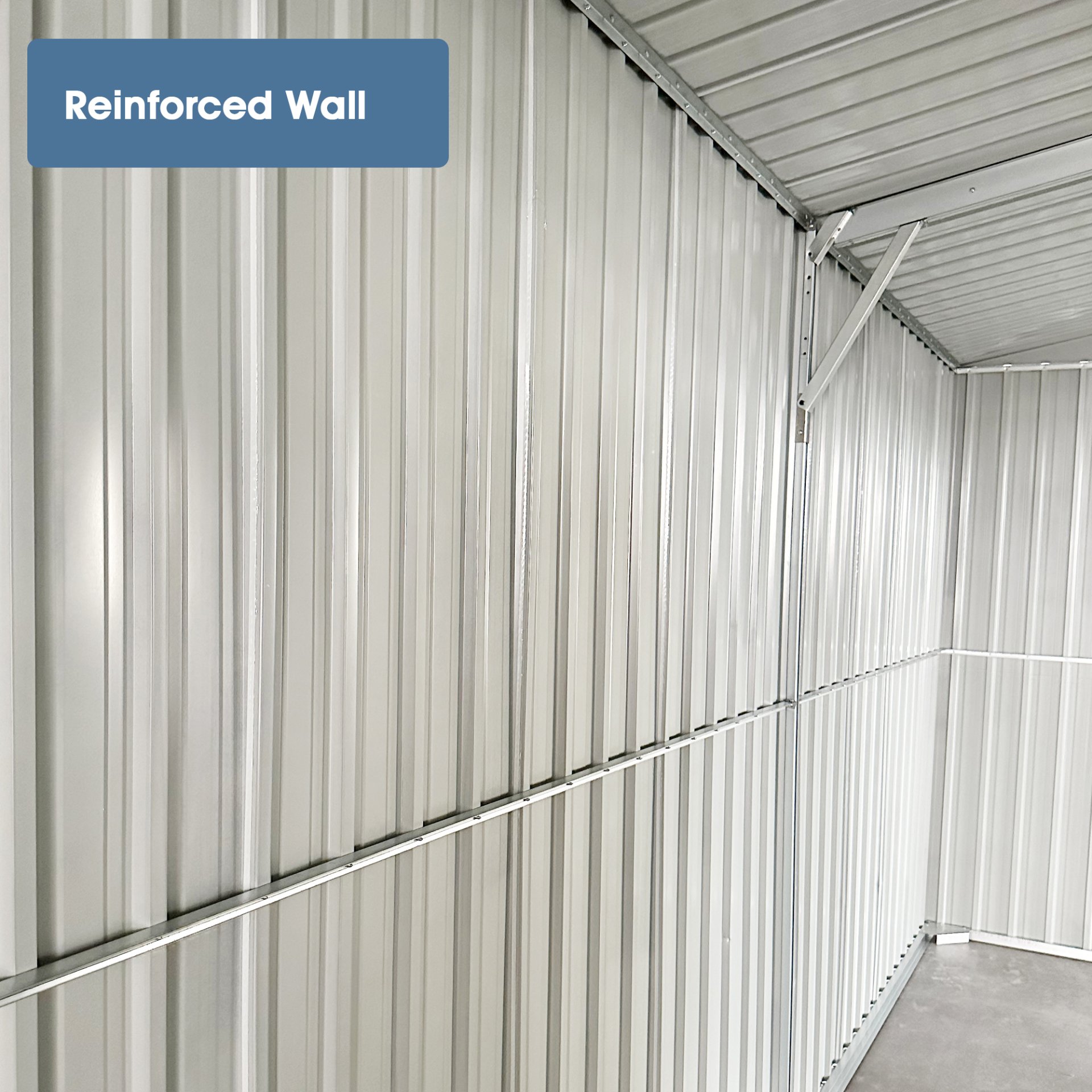 Industrial - 20' x 10' Heavy Duty Metal Garage Shed - Dark Gray - Image 10