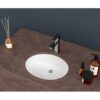 Oval Undermount Bathroom Sink With Overflow Feature - White - Image 2
