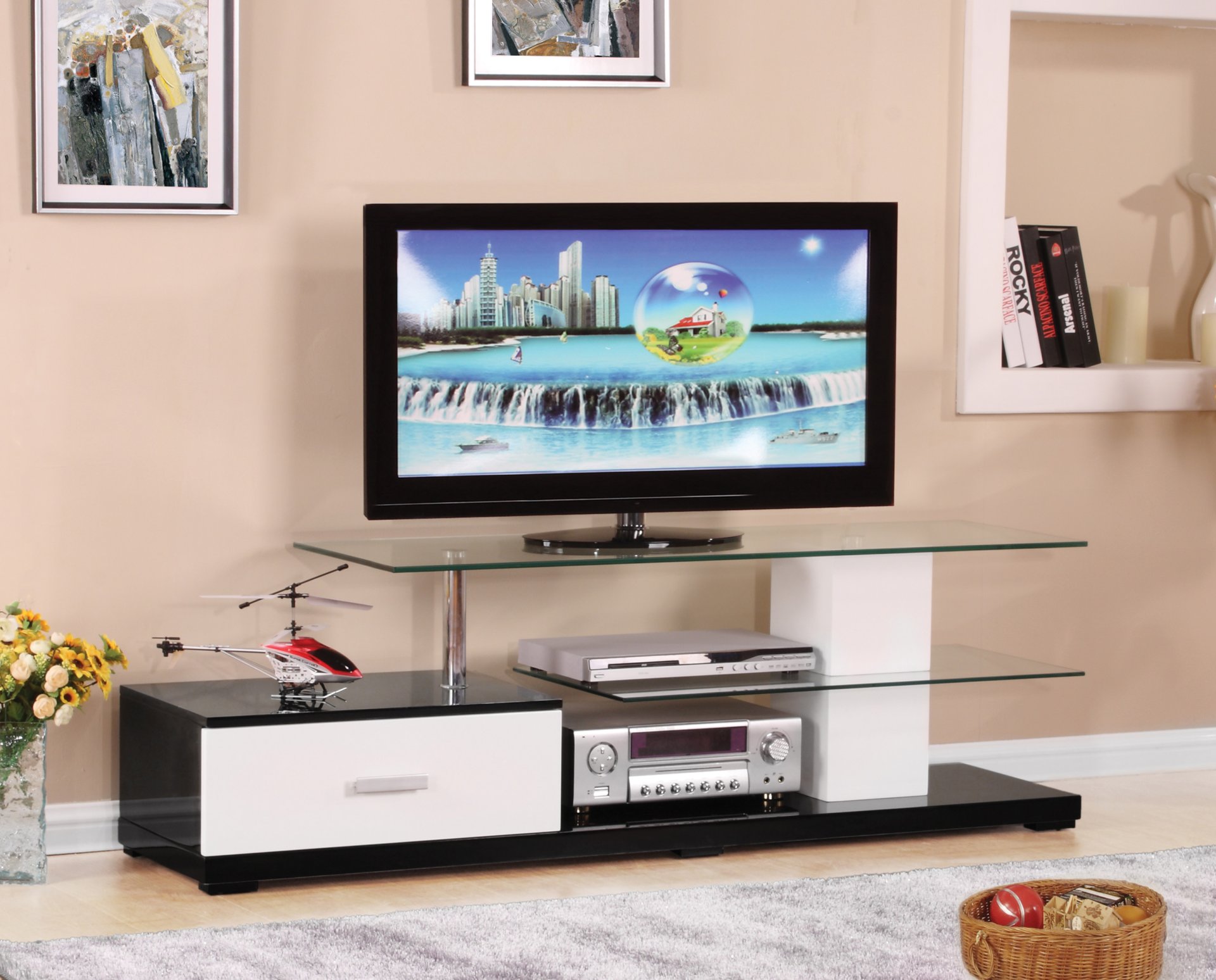 Ivana - TV Stand - White / Black - Image 2