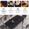63" Artificial Stone Black Curved Black Metal Leg Dining Table, 6 People - Black - Image 12