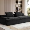 Nimbus - Oversized Full Foam 4 Seater Couch For Living Room Upholstered In Soft Corduroy, Wide Armrests - Black - Image 8