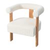 Mid-Century Modern Barrel Accent Chair, Upholstered Kitchen & Dining Room Chairs With Arms, Teddy Velvet Boucle Accent Chairs Side Chairs For Kitchen Living Room Bedroom - White - Image 9