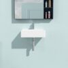 Rectangular Wall Mounted Bathroom Sink With Faucet Hole & Overflow - White - Image 4
