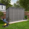 Outdoor Storage Shed 4 X 9 Ft With Sloping Roof And Vents For Garden And Patio - Gray - Image 5