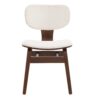 Modern Boucle Fabric Upholstered Side Chair, Bentwood Frame - White / Walnut - Image 4
