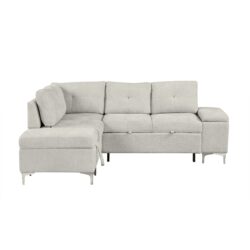 Versatile L Shaped Sofa Bed With Storage, Cup Holders, USB Ports Chenille - Beige