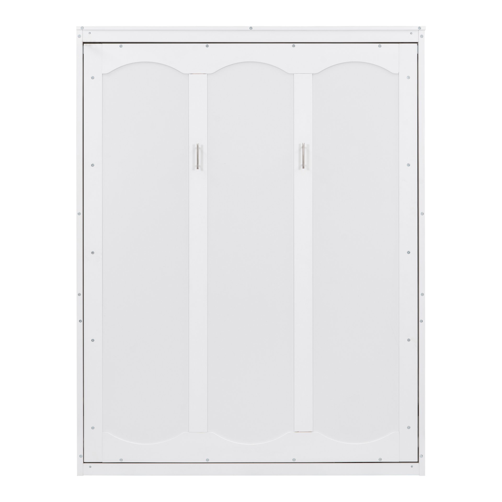 Queen Size Murphy Wall Bed With Shelves, Space Saving - White - Image 9