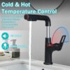 Pull Down Vessel Faucet With Lift Spout & Dual Spray Modes, Metal, Single Hole - Black - Image 4
