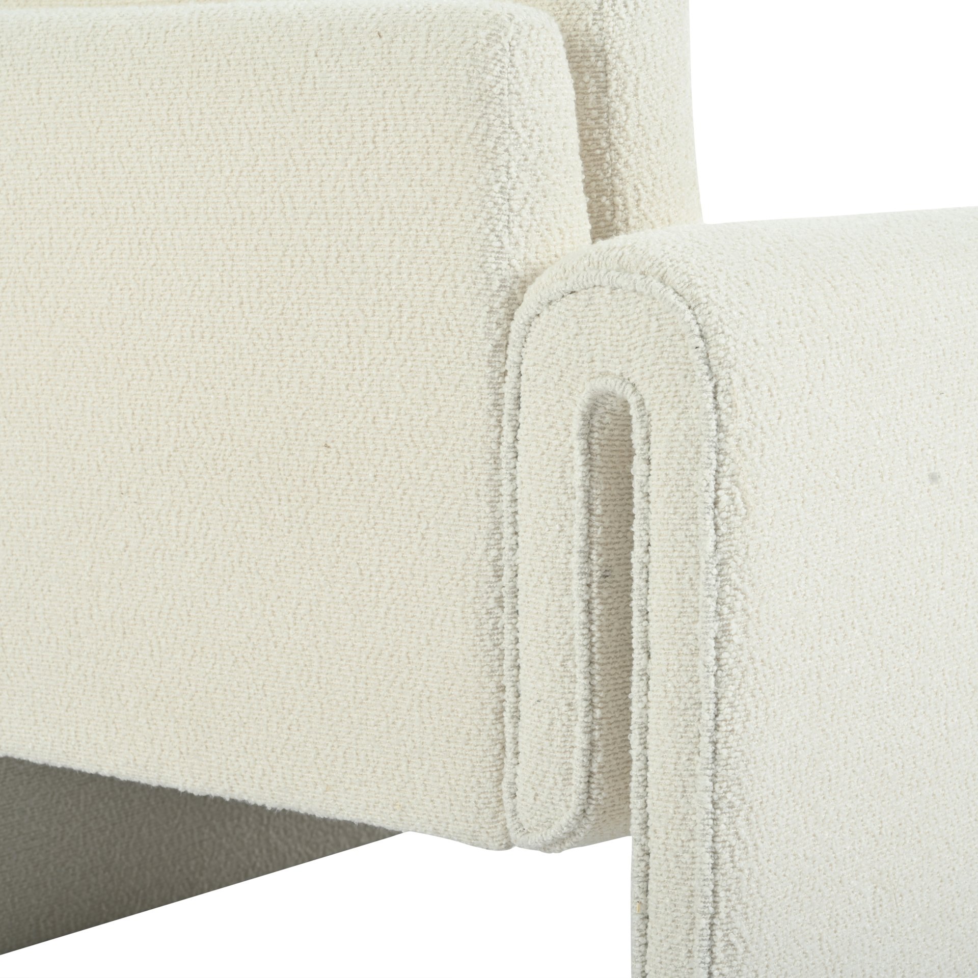 Modern Boucle Upholstered Accent Chair Luxurious Comfort & Sturdy Support, Solid Wood Frame - Ivory - Image 14
